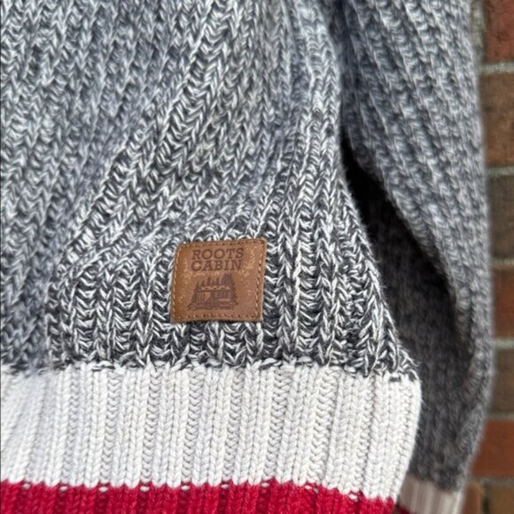 Roots Cabin Grey Marled Knit Sweater L - Picture 2 of 5